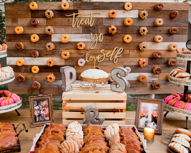 Donut wall at a party, Treat yo self with pastries and desserts