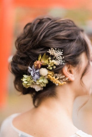 wedding hair with floral accents