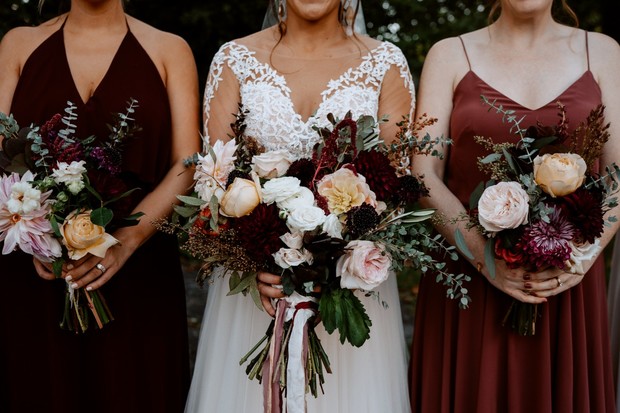 deep red wedding party style