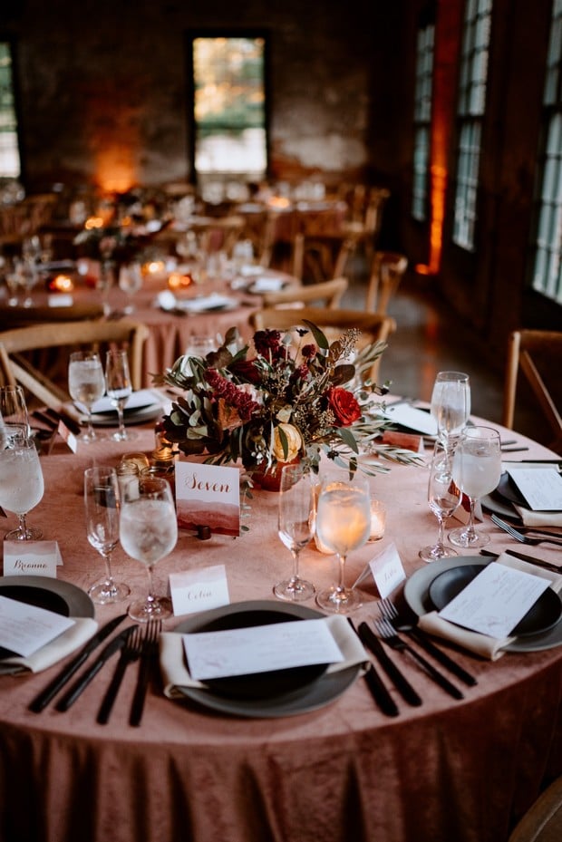 Red Wine Copper and Gold Fall Wedding