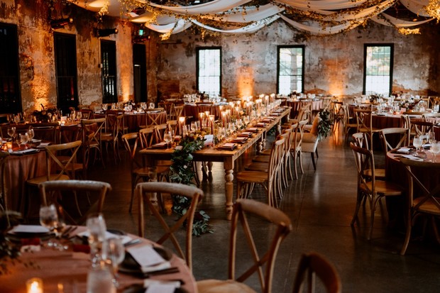 romantic rustic industrial wedding reception