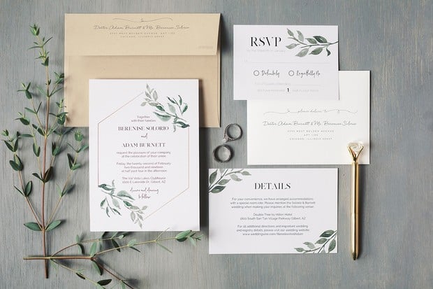modern and simple wedding invitation suite