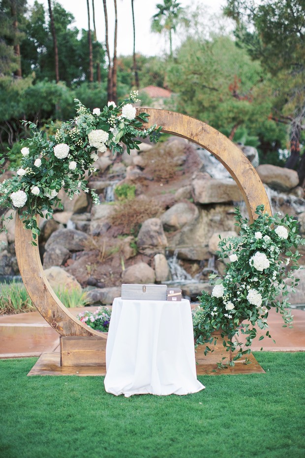 circular floral wedding backdrop