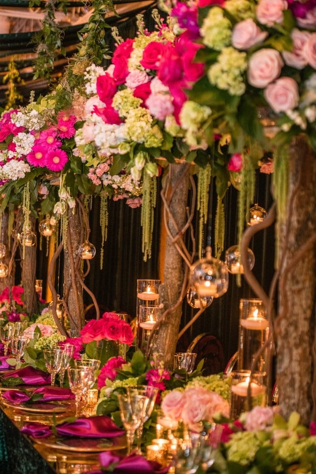 jungle style wedding reception