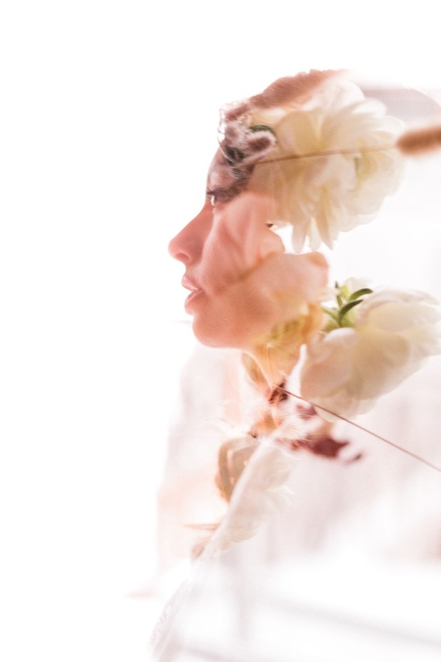 floral and bridal double exposure image
