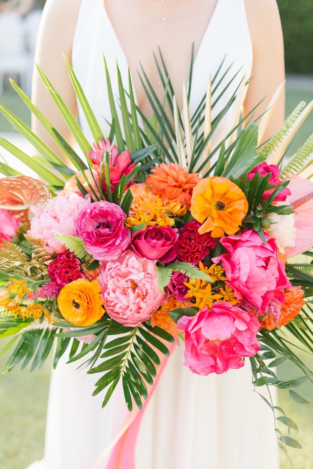 vibrant and tropical wedding bouquet