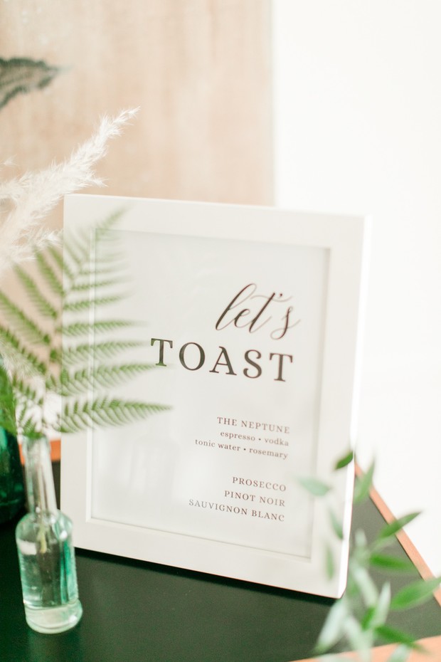 lets toast wedding sign