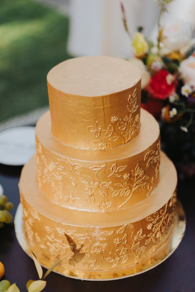 all gold wedding cake