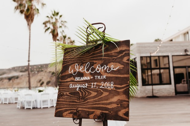 wood welcome wedding sign