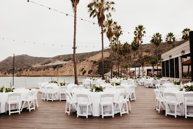 outdoor deck wedding reception in San Diego