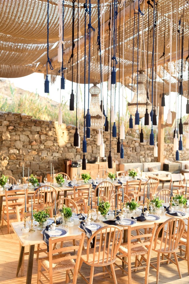 outdoor wedding reception in Mykonos