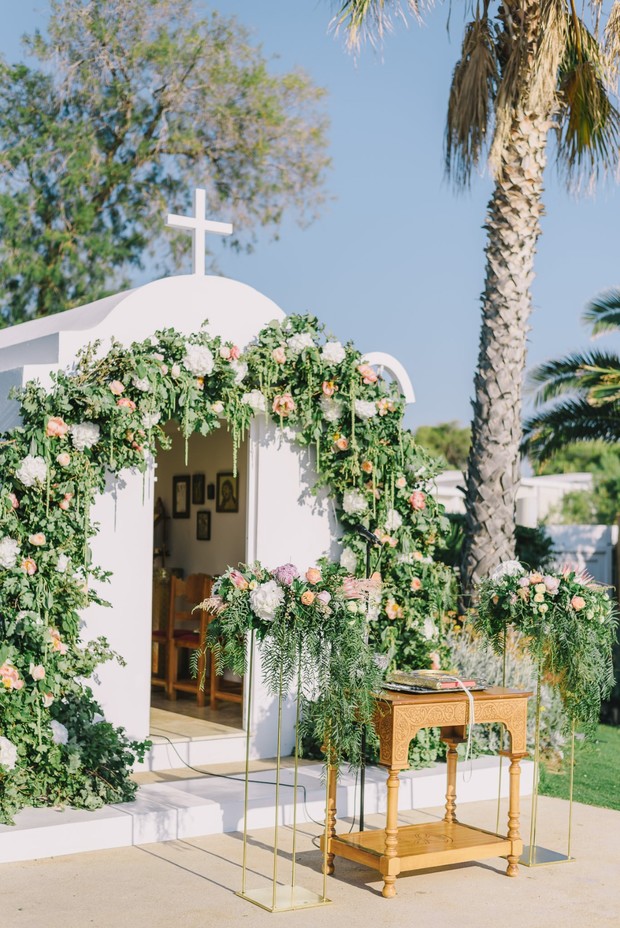 floral draped wedding chapel