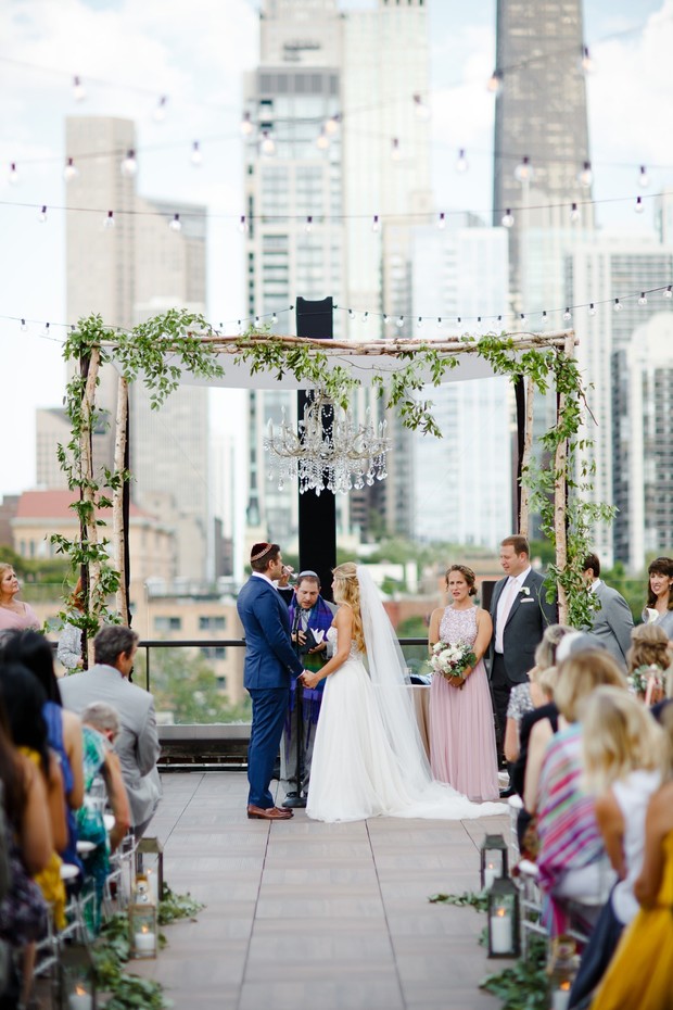 A Romantic Rooftop Wedding Against The Chicago Skyline