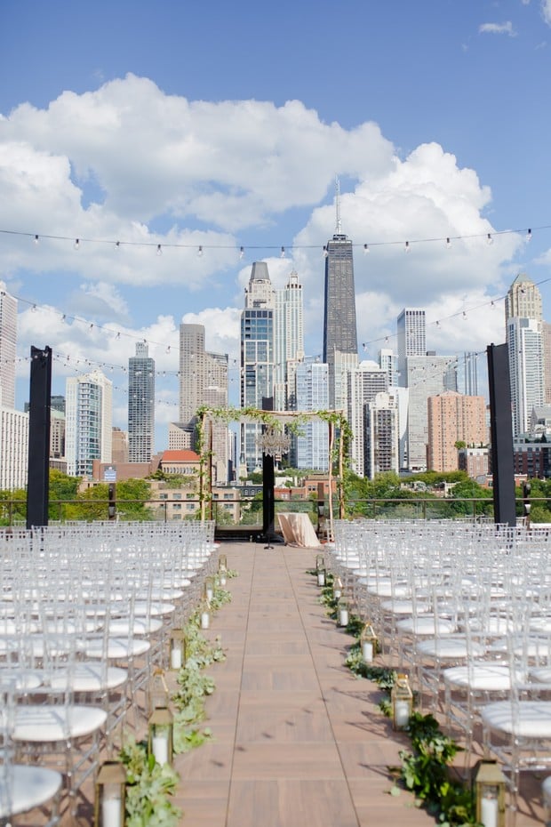 A Romantic Rooftop Wedding Against The Chicago Skyline