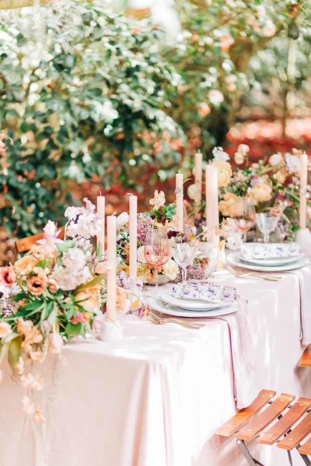 candles and florals centerpiece