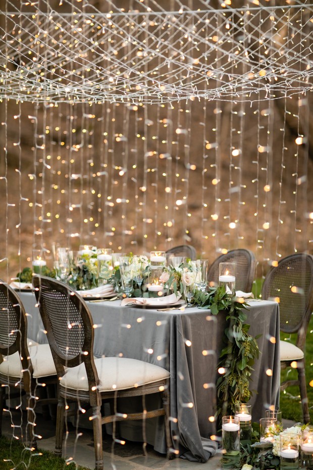 hanging lights for a wedding