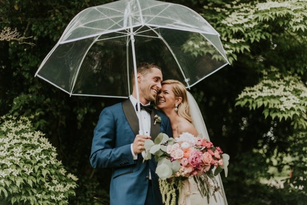 cute umbrella wedding photo