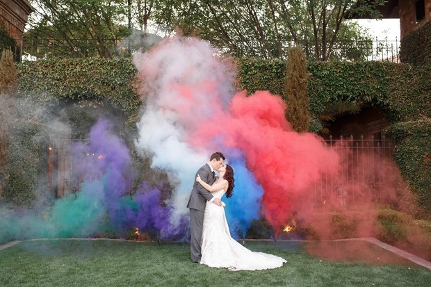 multi colored smoke bomb photo