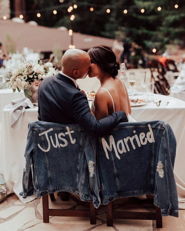 just married painted denim his and hers jackets