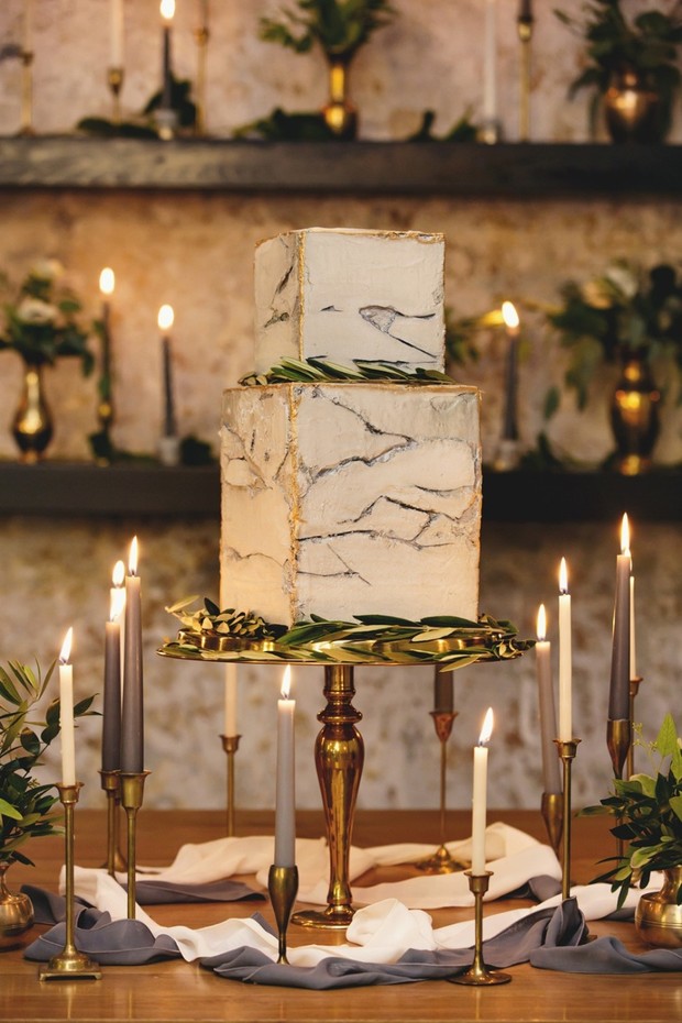 marble block wedding cake