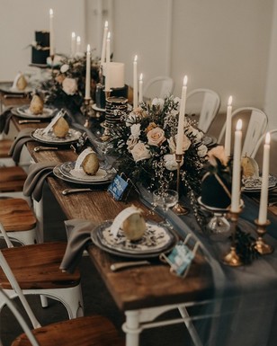 modern and chic wedding table decor with a rustic twist