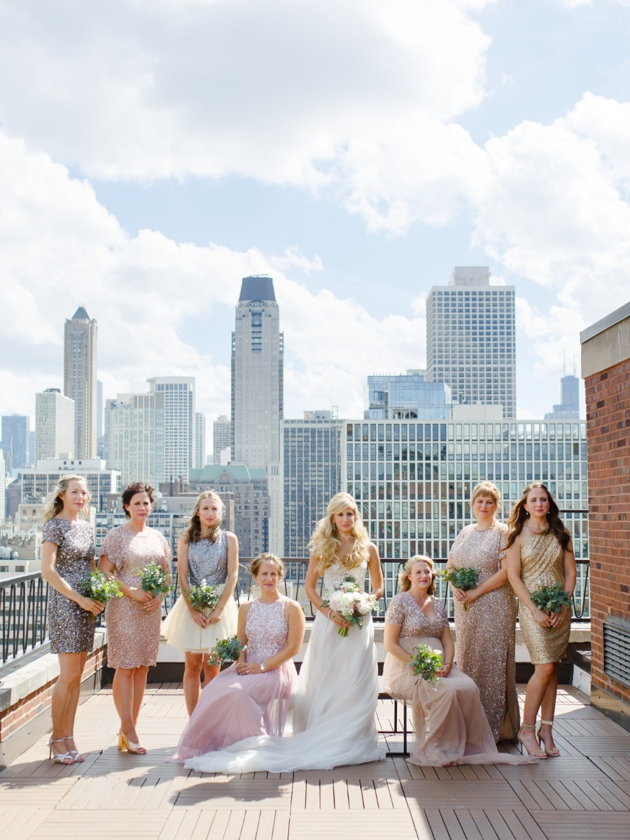 A Romantic Rooftop Wedding Against The Chicago Skyline