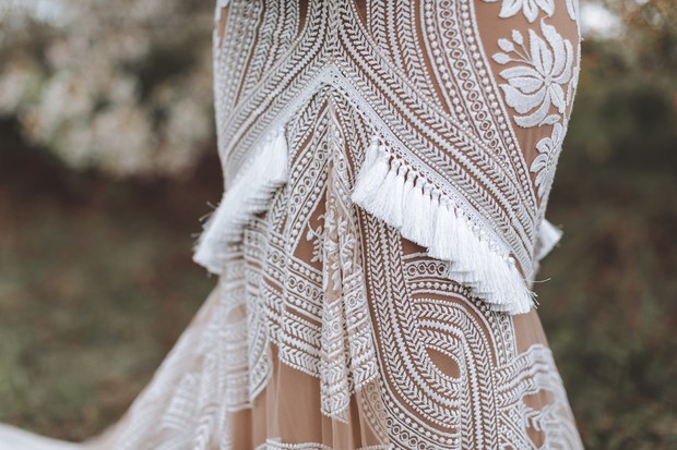 fringed wedding dress
