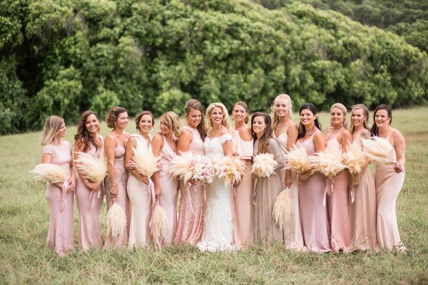 soft pink mix and match bridal party
