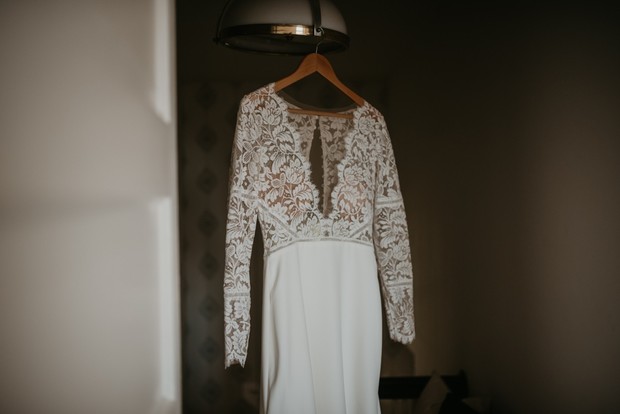 lacy wedding dress with long sleeves