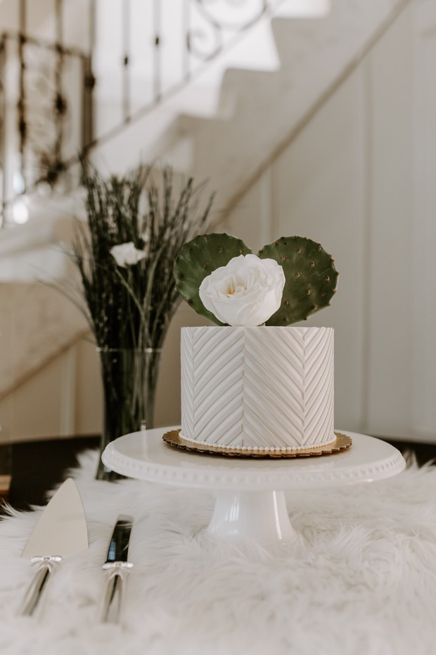 modern cactus wedding cake