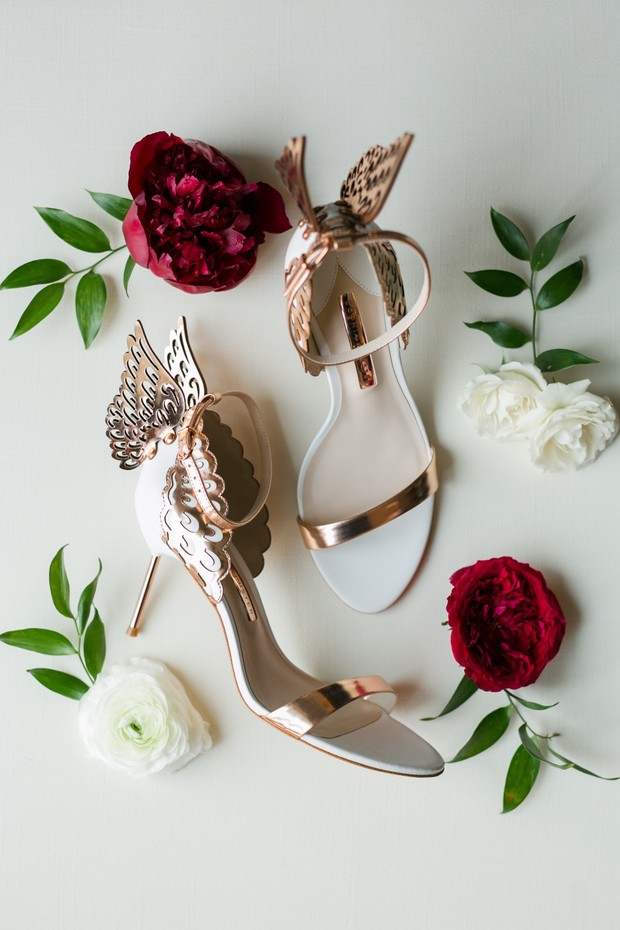 gold butterfly wedding shoes