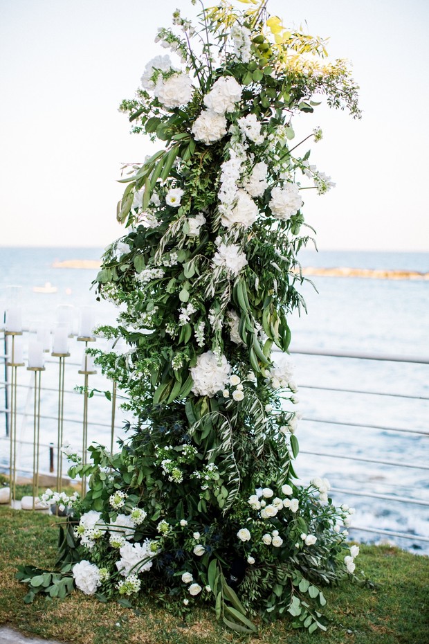 floral wedding ceremony backdrop decor
