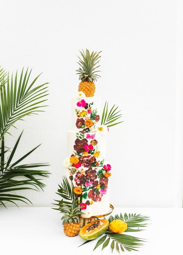 tropical wedding cake design