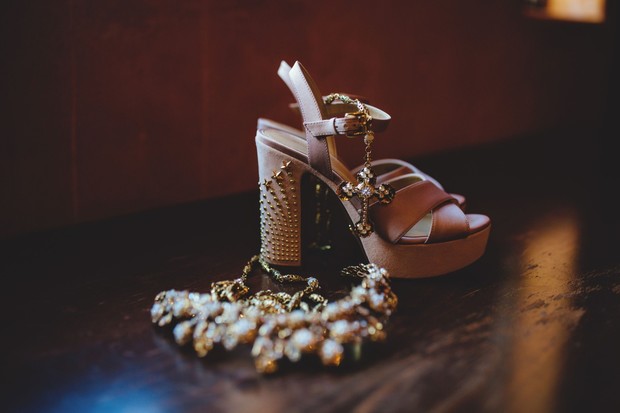 studded wedding heels