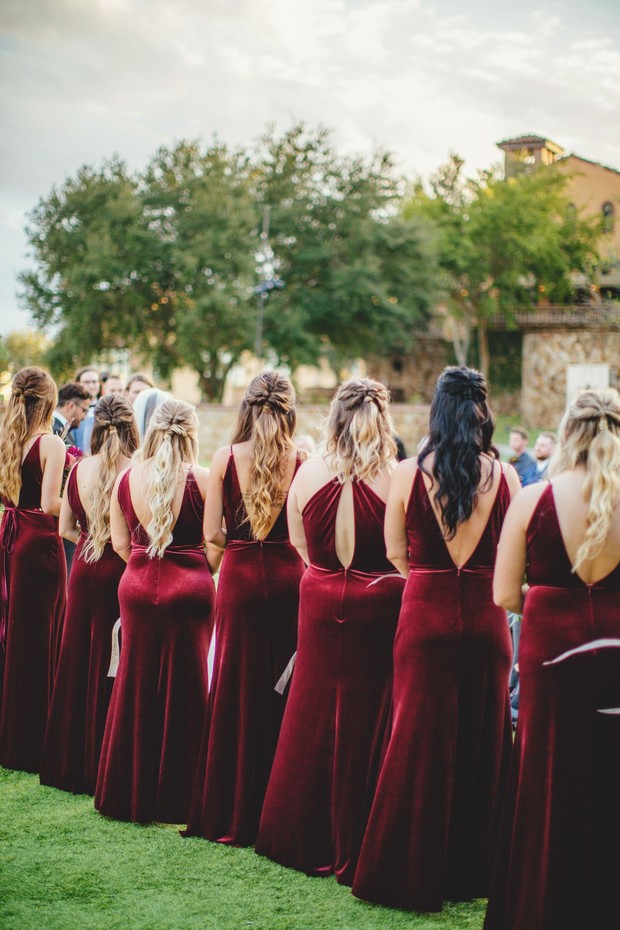 red velvet bridesmaid dresses