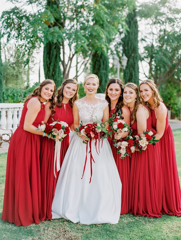 red bridesmaid dresses