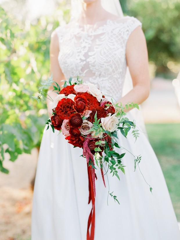 red and burgundy wedding bouquet