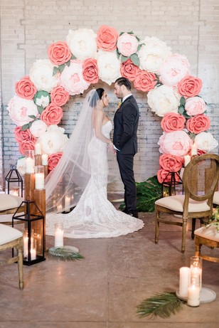 giant paper flower wedding ceremony arch
