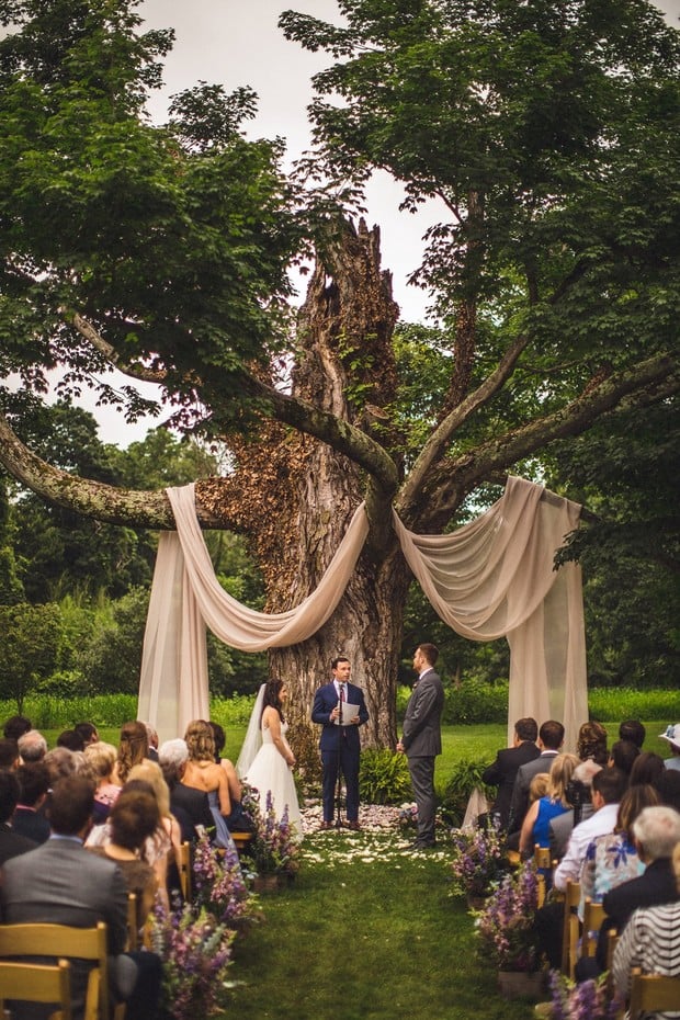 wedding ceremony outside under a tree