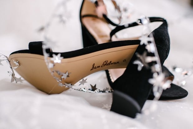 black wedding heels
