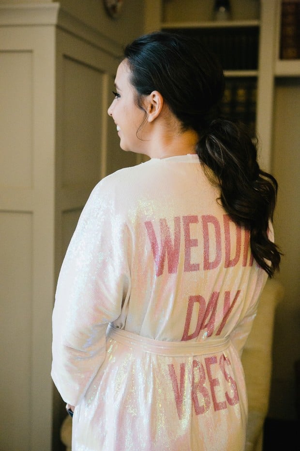 sequin bride getting ready robe