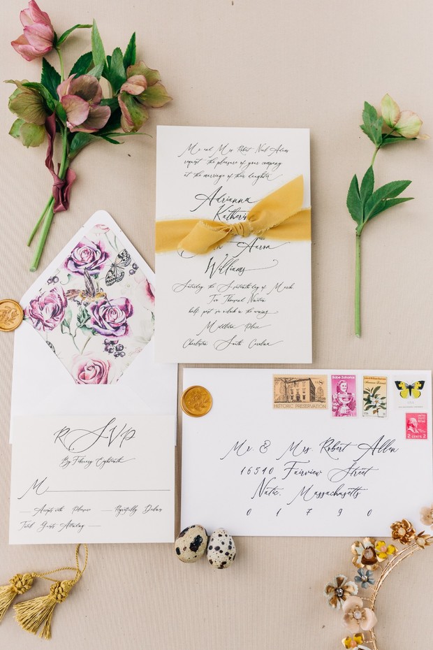 calligraphy wedding invitation suite