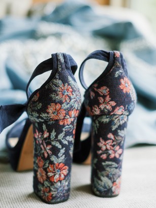 floral embroidered wedding shoes