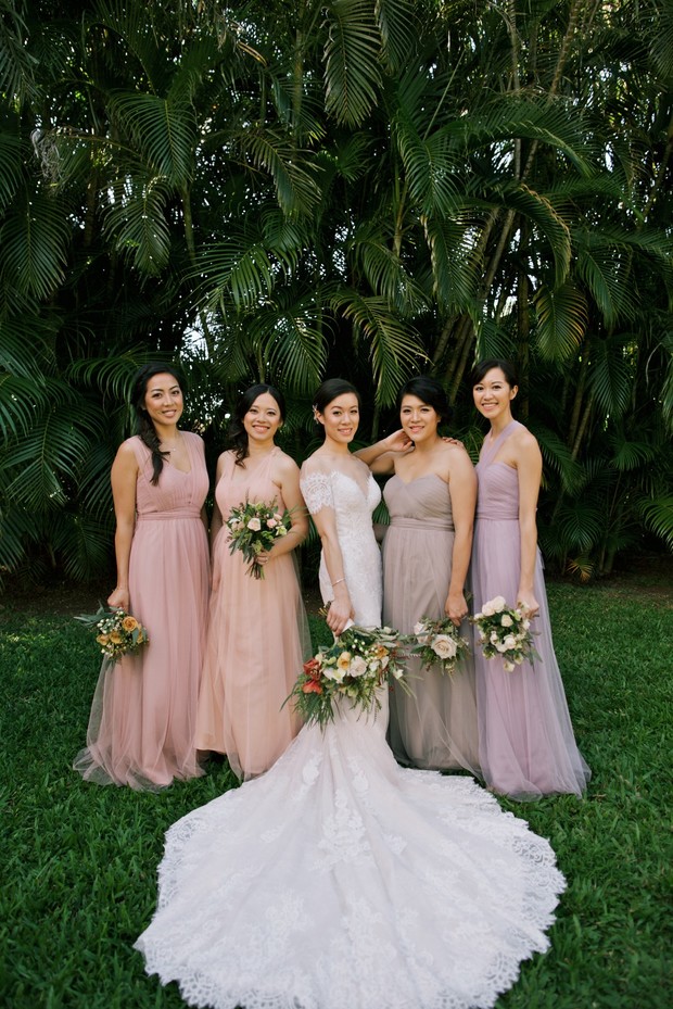 bride and bridesmaids in Hawaii