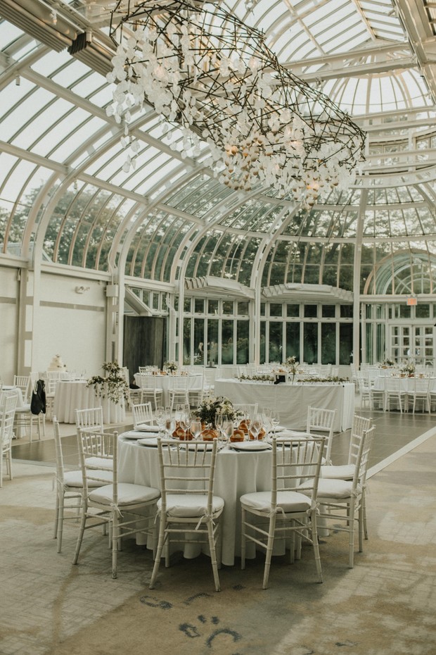 indoor wedding reception at The Palm House at Brooklyn Botanic Garden