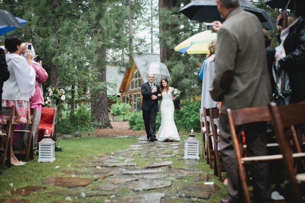here comes the bride in the rain