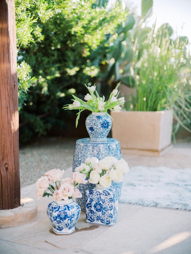 blue patterned floral vase decor