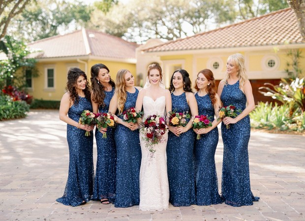 sparkly blue bridesmaid dresses