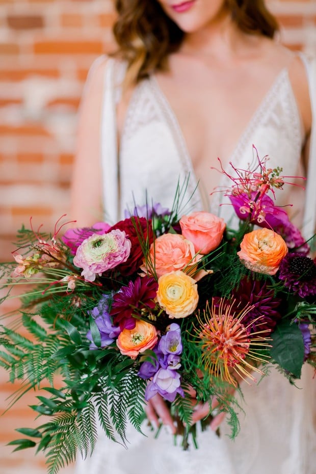 bright and funky bridal bouquet