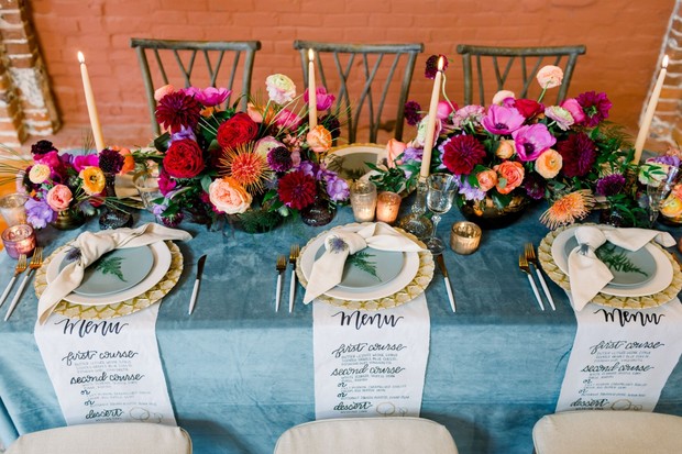 bright and funky wedding table decor